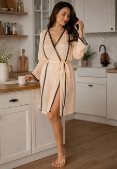 Халат женский короткий Coemi 154 2XL/3XL персиковый