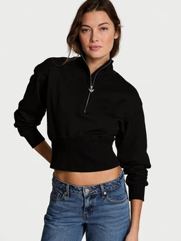 Женский свитшот Victoria's Secret (236296658472) Off-Duty Terry Fitted Half-Zip Sweatshir S черный