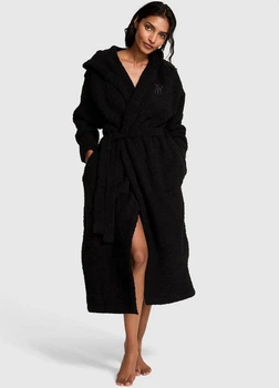 Женский халат Victoria's Secret (26328995871) Cozy Chenille Hooded Long Robe XS/S черный