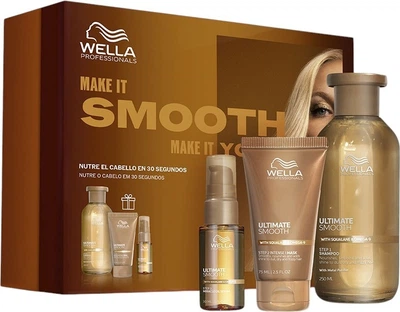 Zestaw do pielęgnacji włosów Wella Professionals Ultimate Smooth Szampon 250 ml + Maska do włosów 75 ml + Olejek do włosów 30 ml (4068359154689)