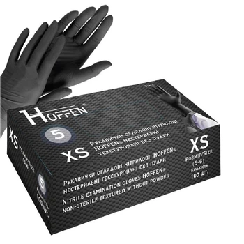 Рукавички нітрилові XS Hoffen 5.0г нестерильні текстуровані 50пар/уп HFN-13501XS