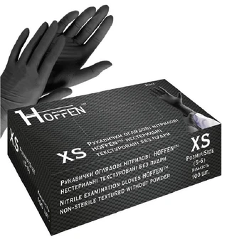 Рукавички нітрилові XS Hoffen 3.5г нестерильні текстуровані 50пар/уп HFN-13301XS