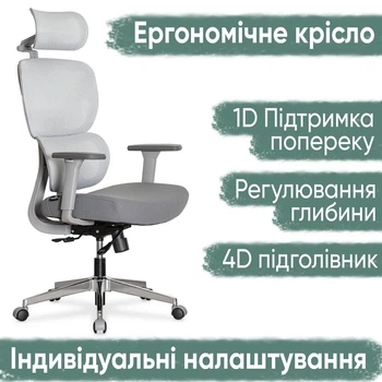 Крісло Mealux D1 Air Fabric Grey (арт. HF-D1 F/G)