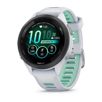 Годинник Garmin Forerunner® 265, White/Blue, 42 мм. розмір корпусу 42 мм, колір корпусу White/Blue, розмір ремінця смарт-годинників Apple 42 мм