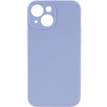 Силіконовий чохол Silicone Silk Full Camera Protective (AA) No Logo для iPhone 15 Plus (Айфон 15 плюс), матова накладка Soft Touch з повним захистом камери, корпусу, м'якою підкладкою з мікрофібри Lilac Blue
