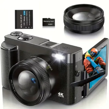 Цифровая камера 4K 48 МП с автофокусом и поворотным экраном 180°