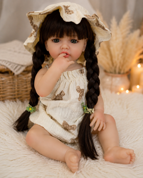 Реалістична лялька реборн Reborn Baby Doll Elise 55 см – вінілова дівчинка з довгим волоссям та аксесуарами, можна купати