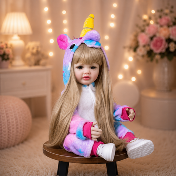 Реалістична лялька реборн Reborn Baby Doll Melody 55 см – вінілова дівчинка з довгим волоссям та аксесуарами, можна купати