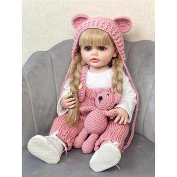 Лялька реборн Reborn Baby Doll реалістична вінілова з аксесуарами та волоссям, 55 см, можна купати (RB017)