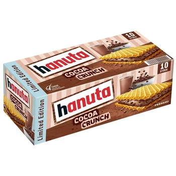 Вафлі Ferrero Ханута з какао-хрусткими шматочками Hanuta Cocoa Crunch 10 шт 220г