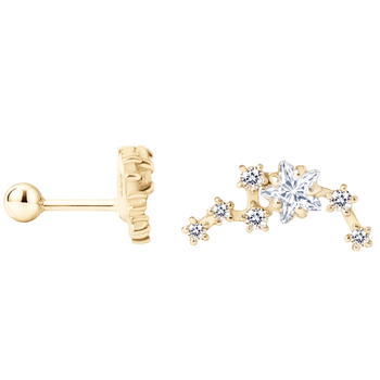 Серьга для хеликса из желтого золота Звездное сияние (з40106)