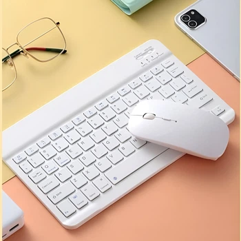 Комплект клавиатура мышь Bluetooth AND 5370 беспроводной набор для ПК ноутбука планшета белый