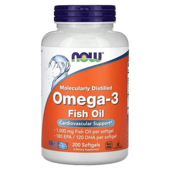 Омега-3 риб'ячий жир 1000 мг NOW FOODS Omega-3 Fish Oil 200 рідких капсул