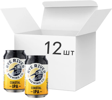 Упаковка пива Rye River Coastal IPA світле нефільтроване 5.2% 0.33 л х 12 шт (5391525115450)
