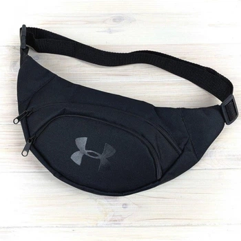 Бананка мужская Under Armour черная, сумка бананка через плечо мужская с черным логотипом