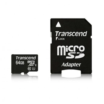 Карта пам'яті TRANSCEND MicroSD 64GB C10+SD
