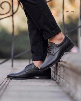 Туфлі чоловічі Derby NS 43 (27.5 см) Black Leather (арт 1391)