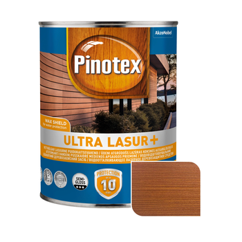 Пропитка для дерева Pinotex Ultra Lasur+ с декоративным эффектом, 1 л, красное дерево, полуглянцевая