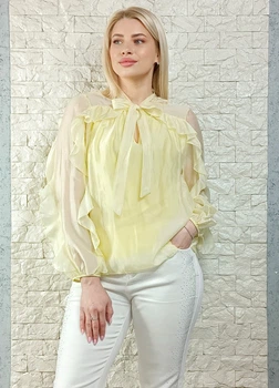 Блуза з органзи з воланами жовта Top Win 15-342 - M-L - жовтий