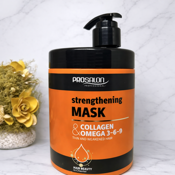 Зміцнювальна маска з колагеном для тонкого і ослабленого волосся - Prosalon Collagen + Omega 3-6-9 Strengthening Mask 1000g