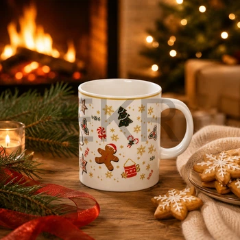 Новорічний порцеляновий кухоль Christmas 400 мл із пряниками (380-457-3)