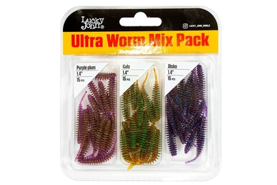 Силікон Lucky John Ultra Worm 1.4" (45шт/уп), колір: Mix 1 (4308593001)