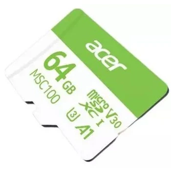 Карта памяти Acer 64GB microSD MSC100 /U3/V30/A1/C10 R 100MB/s / Write 30MB/s (BL.9BWWA.336)