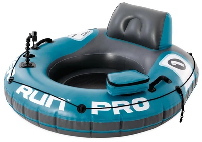 Надувне коло-крісло для плавання Intex 56843 River Run Pro 1 водний шезлонг матрац з сітчастим дном та спинкою з ручками для відпочинку на воді