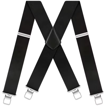 Чоловічі підтяжки посилені 5 см (2") чорні X-подібні з міцними металевими кліпсами SH-05 Black