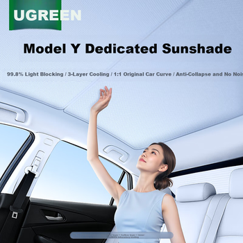 Солнечные шторки UGREEN для Tesla Model Y 2021-2024 двухслойные с теплоизоляцией (LP955-65962)