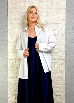 Сорочка зі стрейч котону подовжена біла di classe 15-555-02 - білий - L-XL
