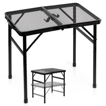 Стіл туристичний Vilde 489389 розкладний 2в1 60 x 40 x 27/56 см Чорний (5900670121539)