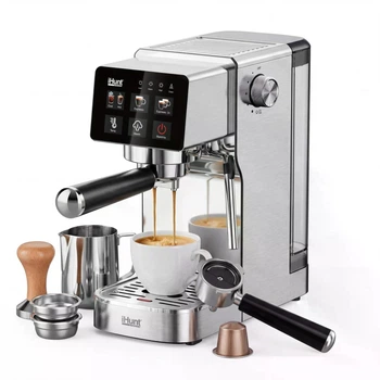Кофемашина iHunt Bro Barista Flex 5-в-1, насос Ulka 19 бар, резервуар 1,2 л, цифровая сенсорная панель, система нагрева Thermoblock 1350 Вт