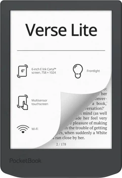 Электронная книга 6" Verse Lite, Midnight Grey, WiFi, 1024x758 (E Ink Carta) PocketBook (teh0028662)