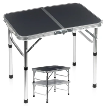Стіл туристичний Vilde 489399 розкладний 2в1 60 x 40 x 26/52 см Графітовий (5900670121638)