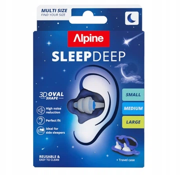 Беруши для сна Alpine SleepDeep Sleep Deep 21,8–27 дБ S/M/L — ушные беруши от храпения и шума, многократные earplugs, 3D Oval