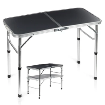 Стіл туристичний Vilde 489401 розкладний 2в1 80 x 40 x 37/66 см Графітовий (5900670121652)