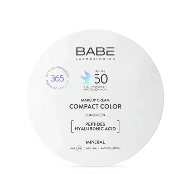 Крем‑пудра компактна BABE Laboratorios SPF 50 з пептидами на фізичних (мінеральних) фільтрах