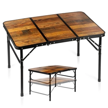 Стіл туристичний Vilde 489402 розкладний 2в1 90 x 60 x 25/54,5 см Коричневий (5900670121669)