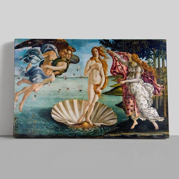 Интерьерная картина Рождение Венеры, Сандро Боттичелли, Sandro Botticelli, Birth of Venus, интерьерный декор, 66×106 см (id3422)