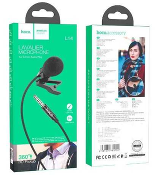 Мікрофон Петлічний HOCO L14 3.5 Lavalier microphone AUX3,5/2m. Black