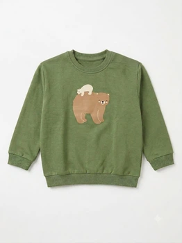 Свитшот двунитка для мальчика Lupilu Ecoprint 467335 074-80 см (6-12 months) хаки