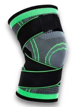 Эластичный наколенник-бандаж на колено, компрессионный Knee Support WN-26 для занятий спортом и фиксации коленного сустава с ремнем на липучке, 1 шт., 45–50 см, размер XL, Зеленый