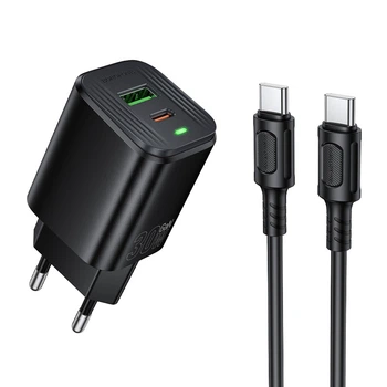 Мережевий зарядний пристрій BOROFONE BAS85A Star PD30W+QC3.0 charger set (C to C) (EU) Black (6941991126857)