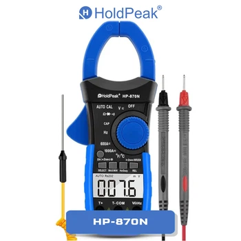 Мультиметр HoldPeak HP-870N кліщі струмовимірювальні цифрові (TrueRMS 6000 відліків 1000A 1000В AC/DC 60МОм 100мФ 1000°C 10МГц)
