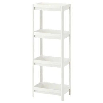 Стеллаж для ванной прямой IKEA VESKEN 36x23x100 см пластиковая белая напольная полка в ванную этажерка ИКЕА ВЕСКЕН 403.078.66