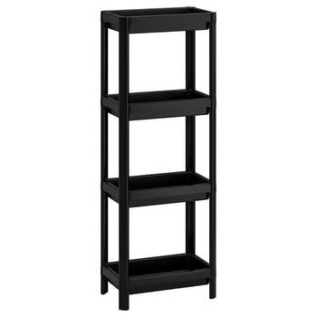 Стелаж для ванної прямий IKEA VESKEN 36x23x100 см пластикова чорна підлогова полиця у ванну етажерка ІКЕА ВЕСКЕН 304.508.07