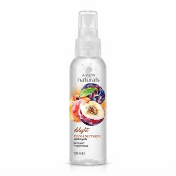 Освіжаючий парфумований лосьйон-спрей для тіла «Слива і нектарин» Avon Naturals 100 мл Delight, Plum & Nectarine, scented spritz, Instant Freshness