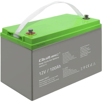 Аккумуляторная батарея Qoltec żelowy Deep Cycle 12V 100Ah 30.5kg 53077 (5901878530772)