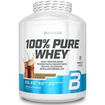 Протеин BiotechUSA 100% Pure Whey 2000 г Caramel cappuccino / карамельный капучино (Венгрия) сывороточный комплекс: концентрат + изолят